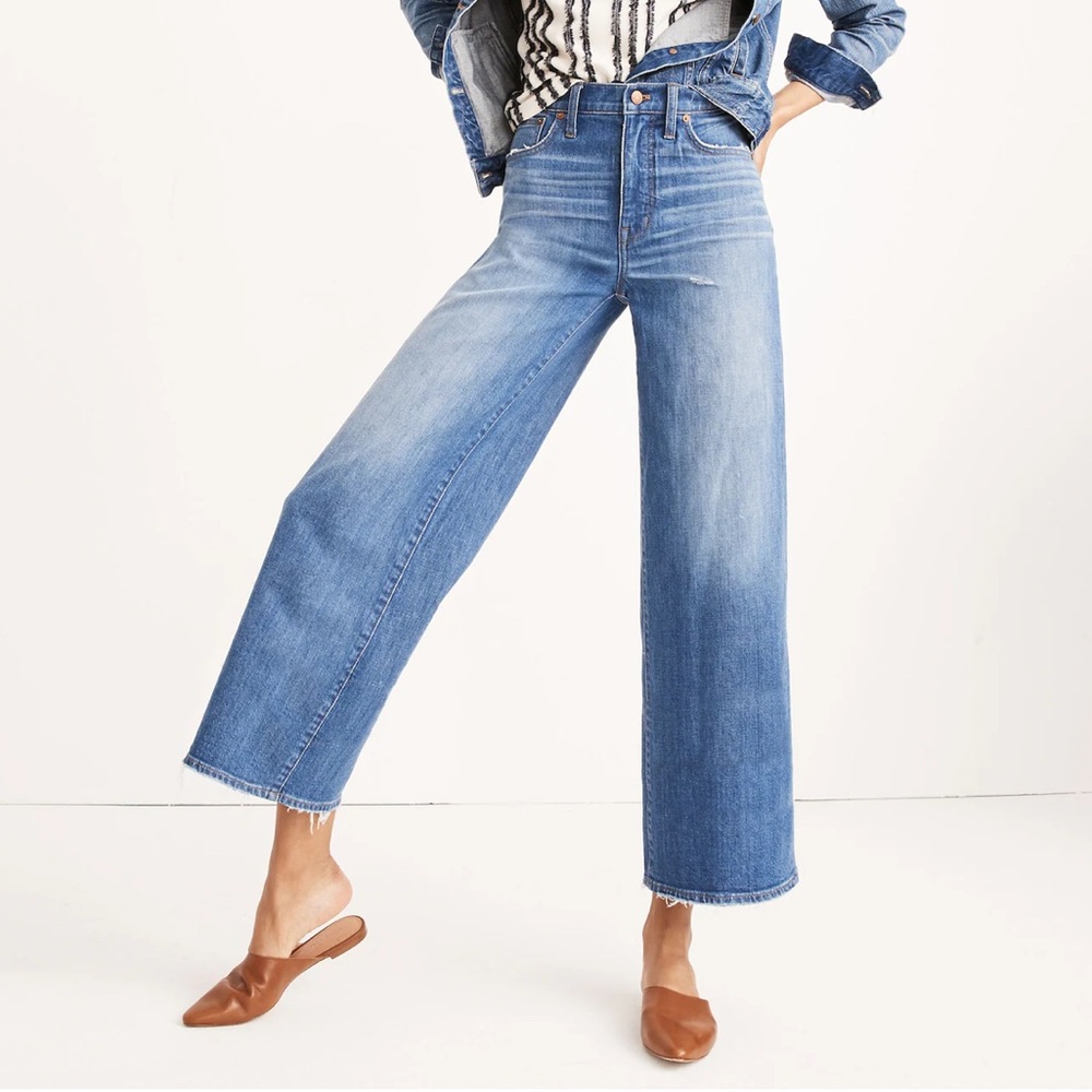 Madewell Blue Cropped Ankle Jeans with High-Rise Waist